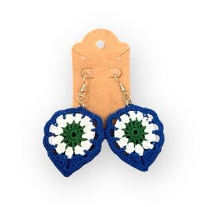 Hand Crafted Blue and White Floral Earrings